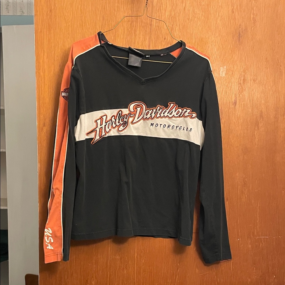 Harley-Davidson  Black and Orange Long Sleeve Tee